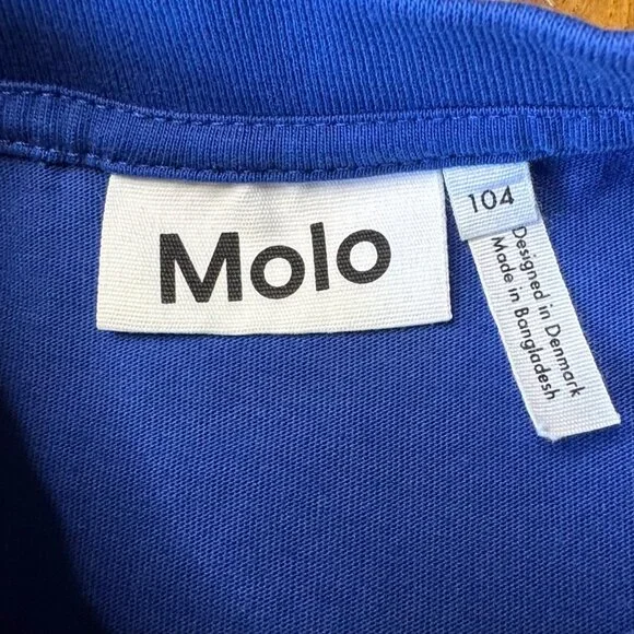 MOLO Roxo Smiley T-Shirt Boys 4 4T 104 Unisex Royal Blue Organic Cotton Tee - Picture 4 of 5